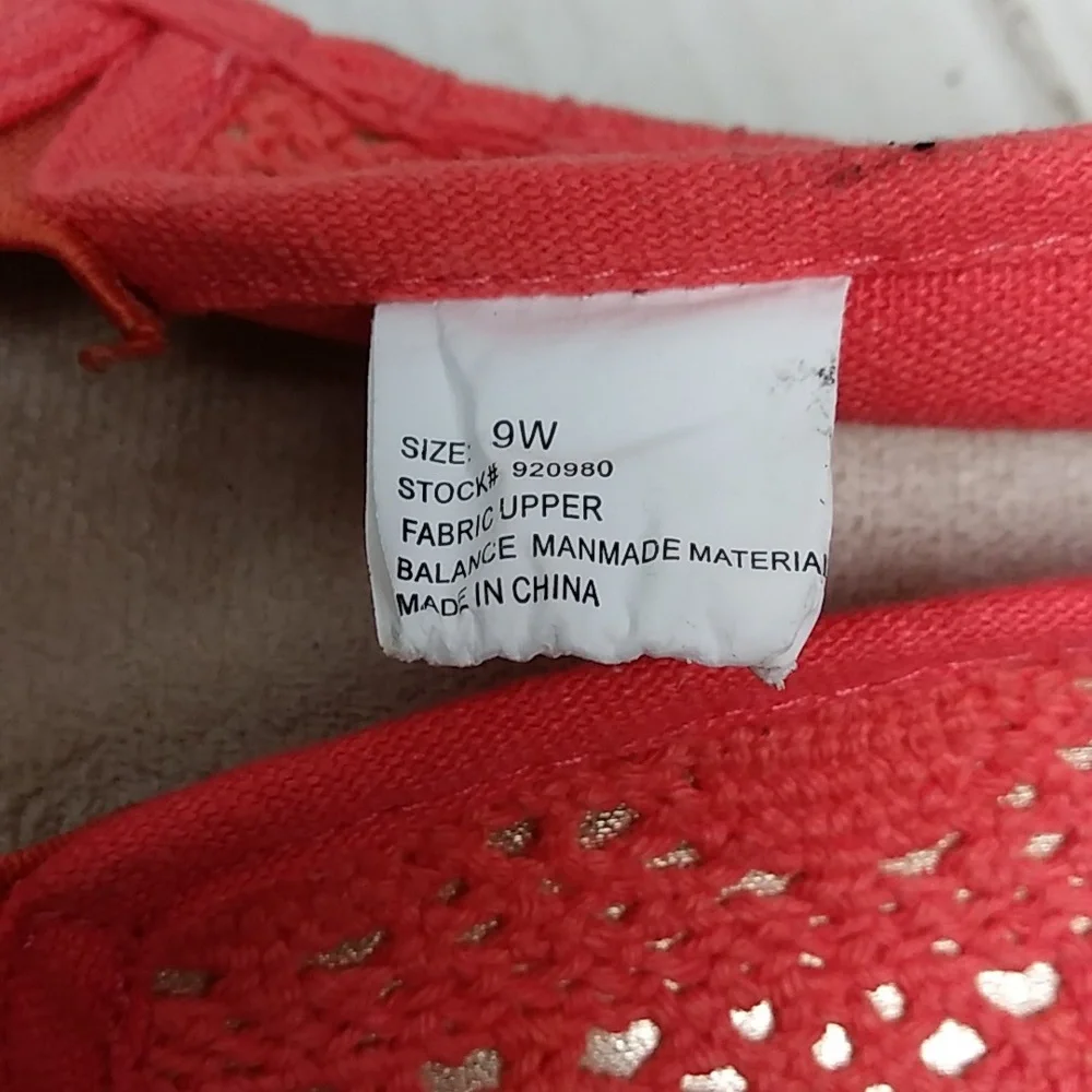Lane Bryant 9W Coral Crochet Flat Espadrilles Shoes Boho Chic